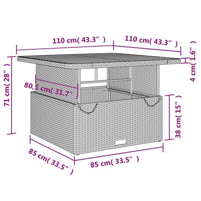 vidaXL 2-tlg. Garten-Essgruppe mit Kissen Beige Poly Rattan