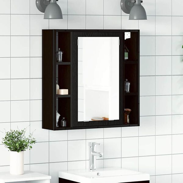 vidaXL Badezimmer-Spiegelschrank Schwarze Eiche 60 x 16 x 60 cm Holzwerkstoff