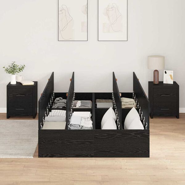 vidaXL Aufbewahrungsbettgestell Schwarz Eichen-Optik 120 x 200 cm