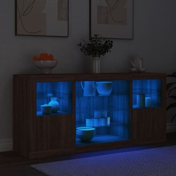 vidaXL Sideboard mit LED-Leuchten Braun Eichen-Optik 142,5x37x67 cm