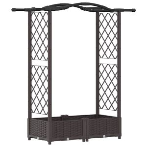 vidaXL Hochbeet mit Rankgitter und Dach Braun 124 x 40 x 123 cm PP