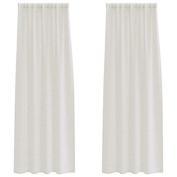 vidaXL Voile-Vorhang mit Vorh&auml;ngen 2 pcs Creme 245 x 140 cm Polyester