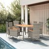 vidaXL 7-tlg. Garten-Essgruppe mit Kissen Grau Poly Rattan