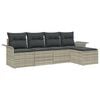 vidaXL Gartensofa-set mit Kissen 5 pcs Hellgrau Poly-Rattan