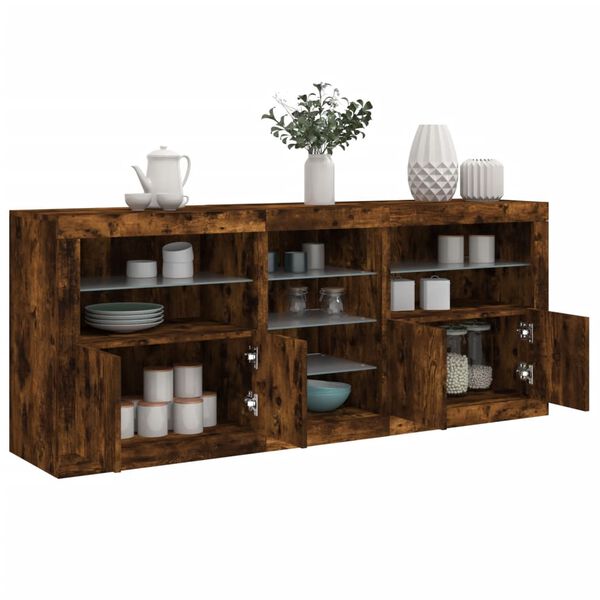 vidaXL Sideboard mit LED-Leuchten R&auml;uchereiche 162x37x67 cm