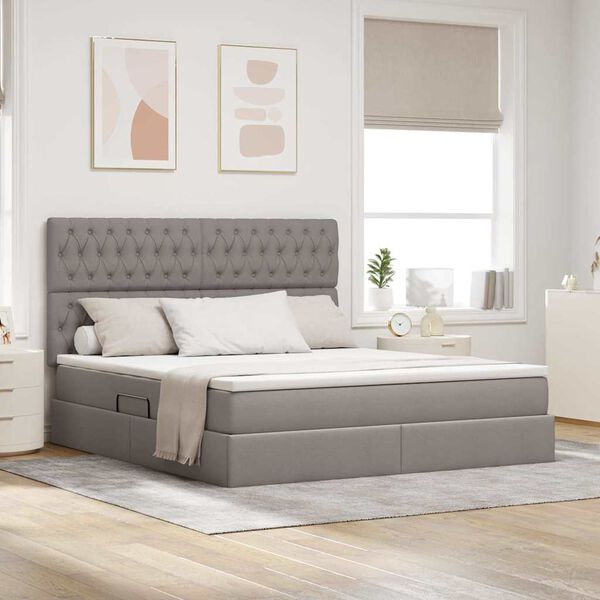 vidaXL Aufbewahrungsbett mit Matratze Taupe 160 x 200 cm Polyester