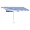 vidaXL Markise Manuell Einziehbar mit LED 450x300 cm Blau Wei&szlig;