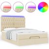 vidaXL Ottoman-Bett mit Matratze & LEDs Creme 140x200 cm Stoff