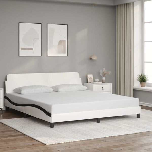vidaXL Bettgestell "Dover" Wei&szlig; und Schwarz 180x200 cm Kunstleder