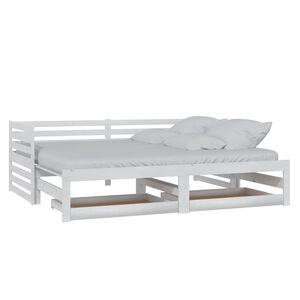 vidaXL Ausziehbares Tagesbett 2x(90x200) cm Wei&szlig; Massivholz Kiefer