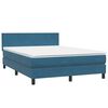 vidaXL Boxspringbett mit Matratze & LED Dunkelblau 140x210 cm Samt