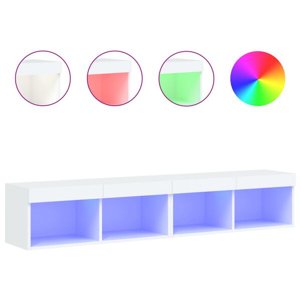 vidaXL TV-Schr&auml;nke mit LED-Leuchten 2 Stk. Wei&szlig; 80x30x30 cm