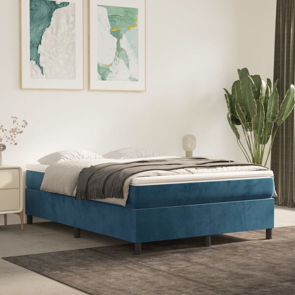 vidaXL Boxspringbettgestell Dunkelblau 140x190 cm Samt