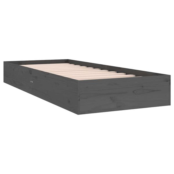 vidaXL Massivholzbett Grau 75x190 cm