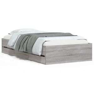 vidaXL Bettgestell mit Schubladen Grau Sonoma 75x190 cm Holzwerkstoff