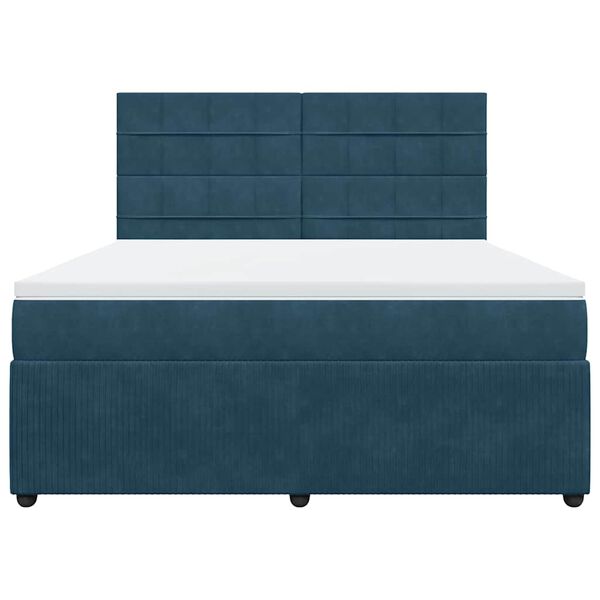 vidaXL Boxspringbett mit Matratze Dunkelblau 180x200 cm Samt