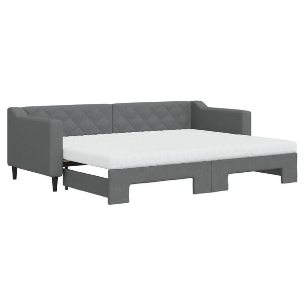 vidaXL Tagesbett Ausziehbar mit Matratzen Dunkelgrau 80x200 cm Stoff