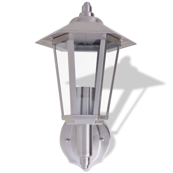 vidaXL Au&szlig;enwandlampe Laterne Aufrecht Edelstahl