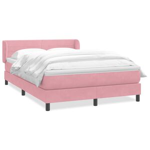 vidaXL Boxspringbett mit Matratze Rosa 140x220 cm Samt
