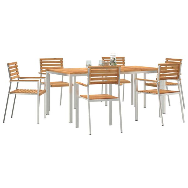 vidaXL Garten-Ess-Set 7 pcs Braun Massives Teakholz