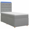 vidaXL LED Boxspringbett mit Matratze Hellgrau 90 x 190 cm Stoff
