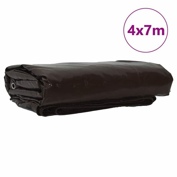 vidaXL Plane 650g / m&sup2; Braun 4 x 7 m Canvas mit PVC-Beschichtung