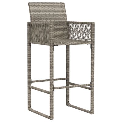 vidaXL Garten-Barhocker 2 Stk. Grau Poly Rattan