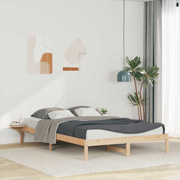 vidaXL Bettgestell mit Nachttischen Natur 160 x 220 cm
