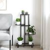 vidaXL Blumenst&auml;nder 4-Etagen mit Rollen 44x23x80 cm Schwarz Eisen