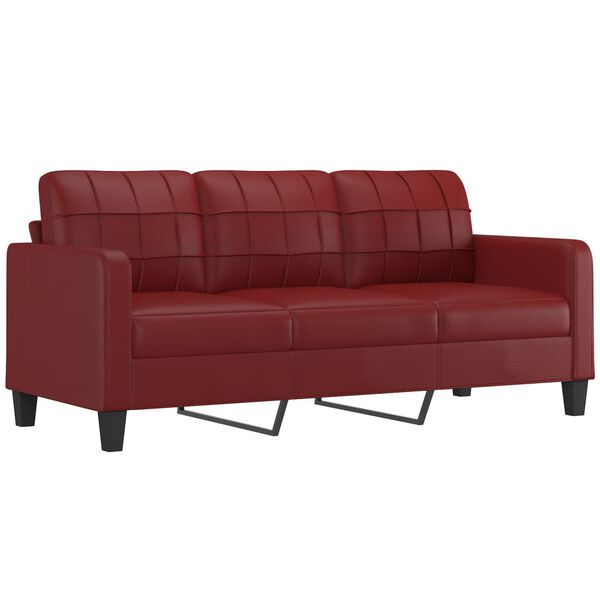 vidaXL 3-Sitzer-Sofa mit Kissen Weinrot 180 cm Kunstleder