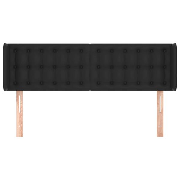 vidaXL Kopfteil mit Ohren Schwarz 147x16x78/88 cm Kunstleder