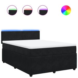 vidaXL Boxspringbett mit Matratze Schwarz 140x200 cm Samt