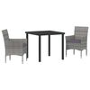 vidaXL Garten Essgruppe 3 stk. Grau Poly-Rattan