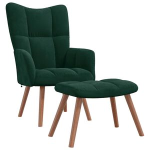 vidaXL Relaxsessel mit Hocker Dunkelgr&uuml;n Samt