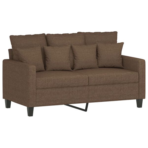 vidaXL 3-tlg. Sofagarnitur mit Kissen Braun Stoff