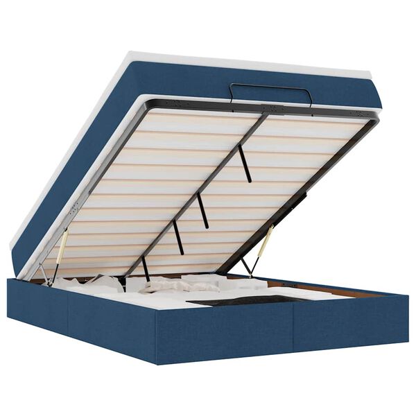 vidaXL Ottoman-Bett mit Matratze Blau 140x200 cm Stoff
