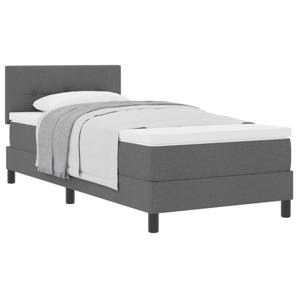 vidaXL Boxspringbett mit Matratze Dunkelgrau 90 x 200 cm Stoff