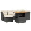 vidaXL 7-tlg. Garten-Sofagarnitur mit Kissen Schwarz Poly Rattan