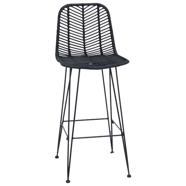 vidaXL Barstuhl 2 pcs Schwarz 44,5 x 53 x 111 cm Rattan und Eisen
