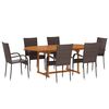 vidaXL 7-tlg. Garten-Essgruppe Poly Rattan Braun