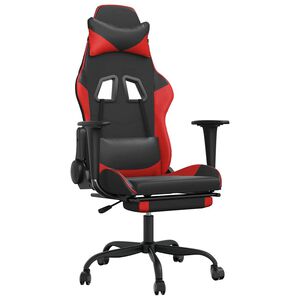 vidaXL Gaming-Stuhl mit Massage & Fu&szlig;st&uuml;tze Schwarz & Rot Kunstleder