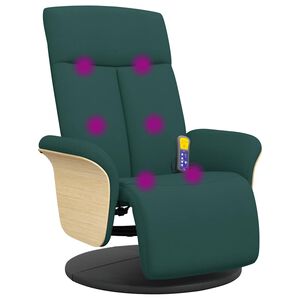vidaXL Massagesessel mit Fu&szlig;teil Dunkelgr&uuml;n Stoff