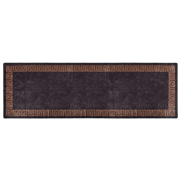 vidaXL Teppich Waschbar 80x300 cm Schwarz und Golden