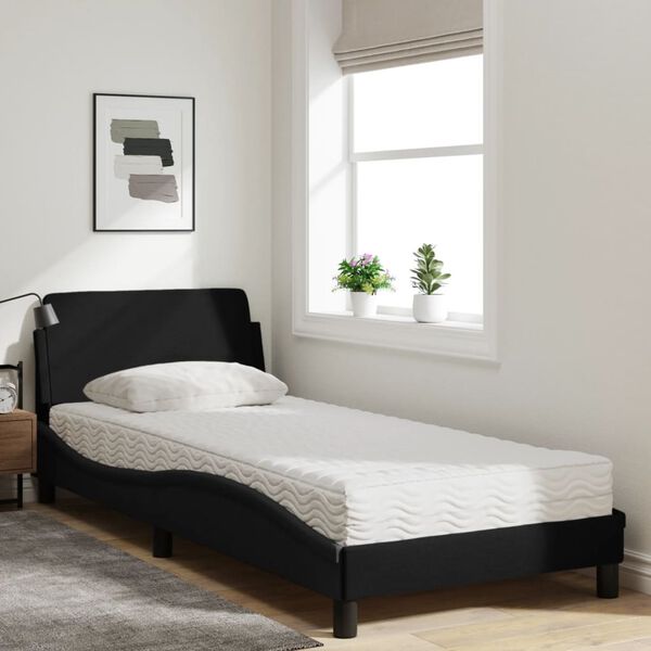 vidaXL Bett mit Matratze "Dover" Schwarz 90x200 cm Stoff