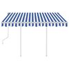 vidaXL Markise Manuell Einziehbar mit Pfosten 3x2,5 m Blau & Wei&szlig;