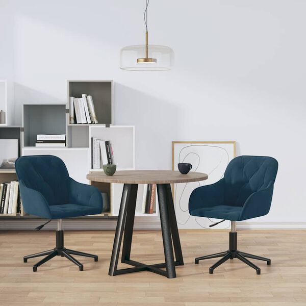 vidaXL Esszimmerst&uuml;hle 2 Stk. Drehbar Blau Samt