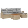 vidaXL Garten-Sofa-Set mit Kissen mit Speicher 6 pcs Beige Poly Rattan