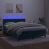 vidaXL Boxspringbett mit Matratze & LED Dunkelblau 140x200 cm Samt