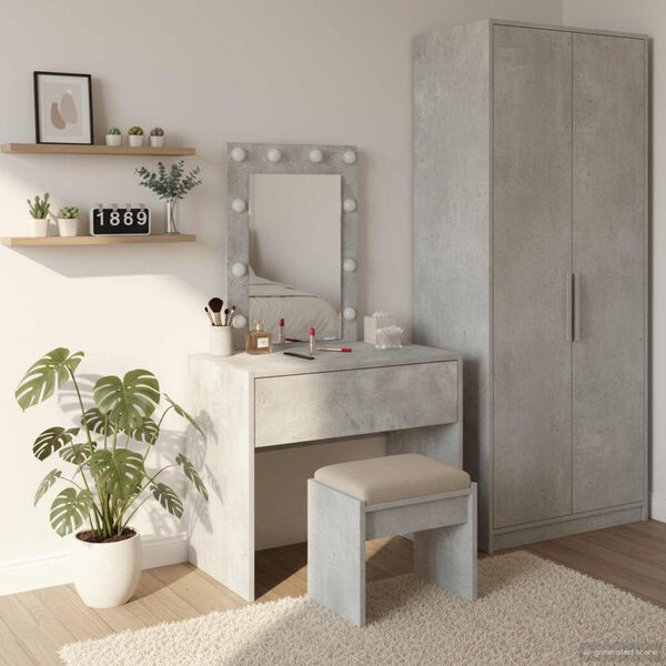 vidaXL Schminktisch mit Schubladen Grau 60 x 40 x 70 cm Holzwerkstoff