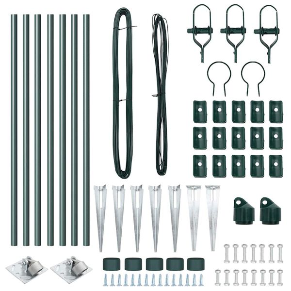 vidaXL Zaunpfosten 7 pcs Gr&uuml;n Stahl